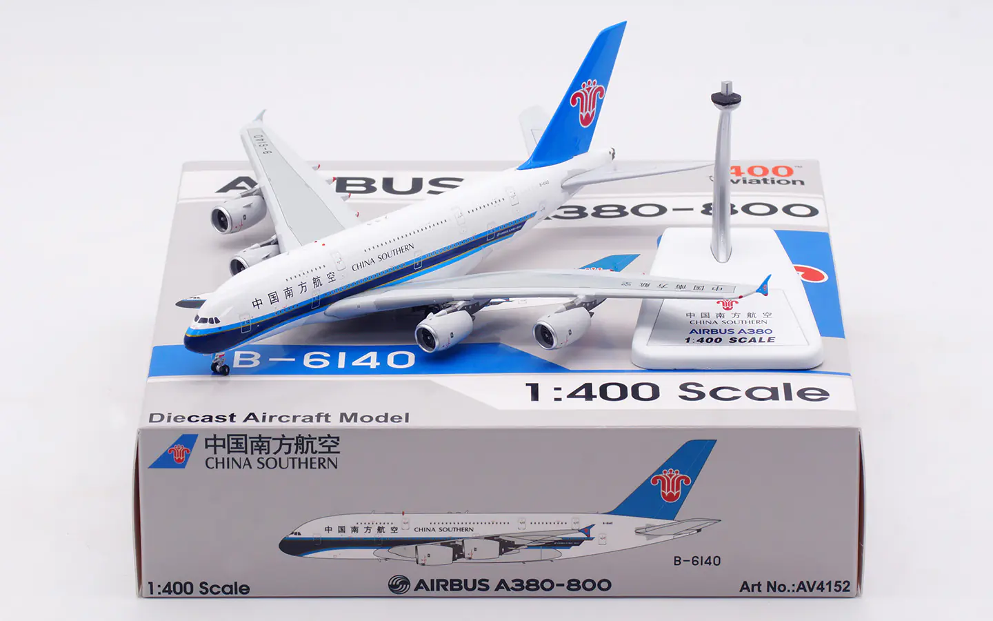 Collectible Diecast Aircraft Model Airbus A380-800 AV4152 Aviation 1:400 China Southern Airlines Reg: B-6140
