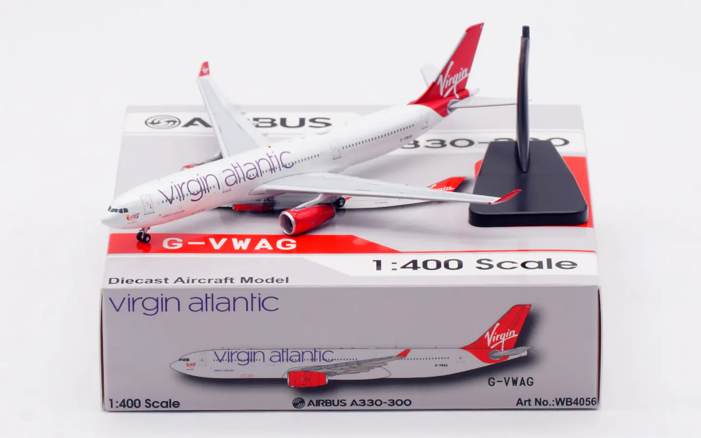 Collectible Diecast Aircraft Model Airbus A330-300 WB4056 Aviation 1:400 Virgin Atlantic Reg: G-VWAG