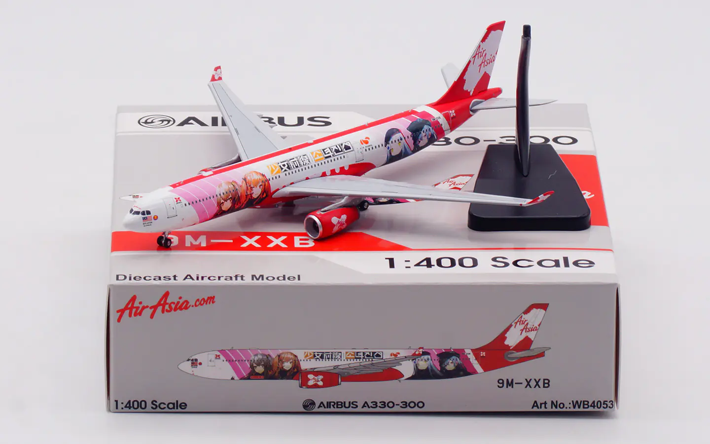 Collectible Diecast Aircraft Model Airbus A330-300 WB4053 Aviation 1:400 AirAsia Reg: 9M-XXB