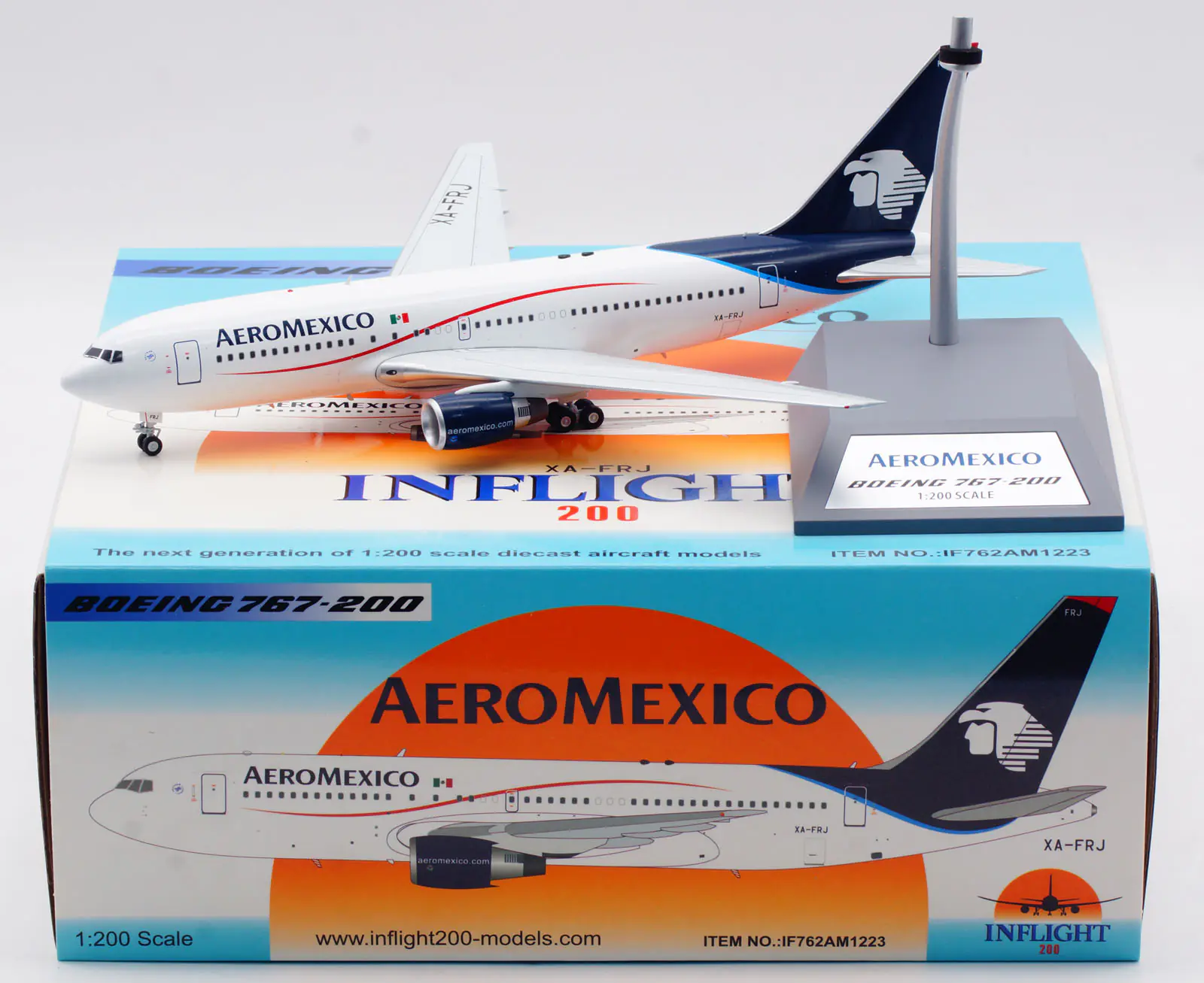 Collectible Diecast Aircraft Model Boeing B767-200ER IF762AM1223 INFLIGHT 1:200 Aeromexico Reg: XA-FRJ