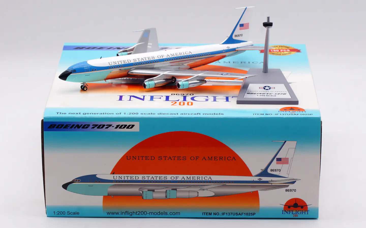 Collectible Diecast Aircraft Model Boeing VC-137B (707-100) IF137USAF1025P INFLIGHT 1:200 USA - Air Force Reg: N74614