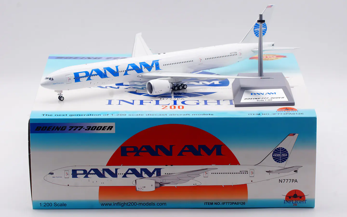 Collectible Diecast Aircraft Model Boeing B777-300ER IF773PA0126 INFLIGHT 1:200 PAN AM [CLIPPER TRIPLE SEVEN] Reg: N777PA