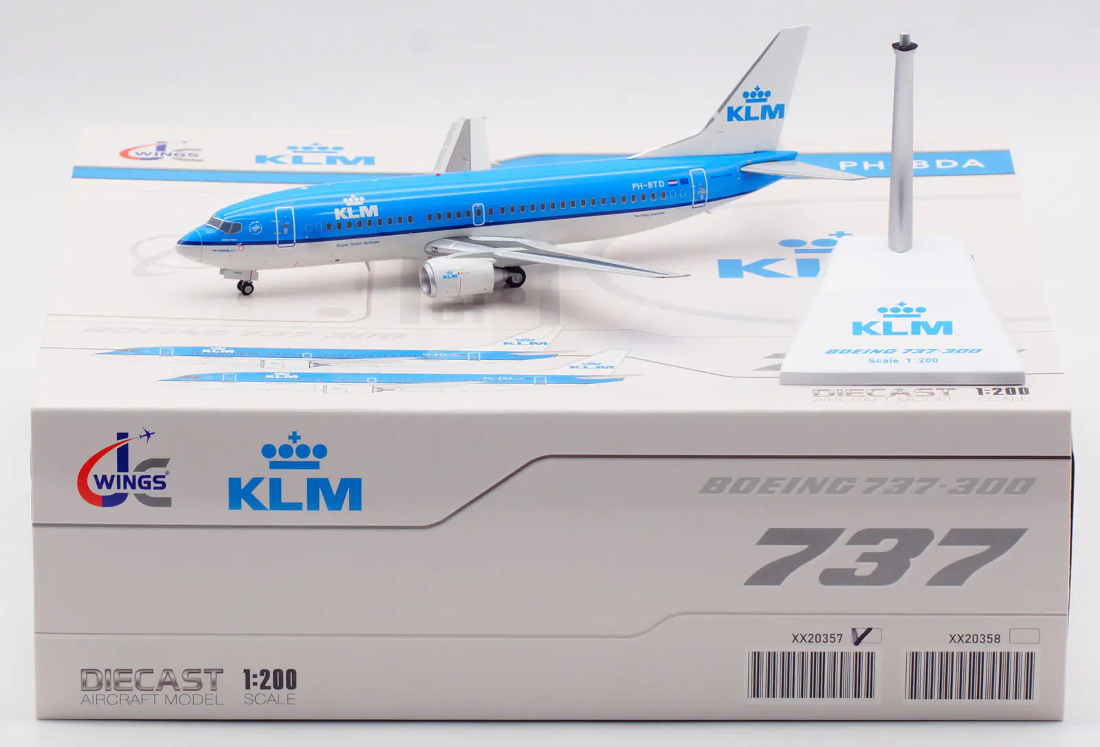 Collectible Diecast Aircraft Model Boeing B737-300 XX20357 JC Wings 1:200 KLM Royal Dutch Airlines Reg: PH-BTD