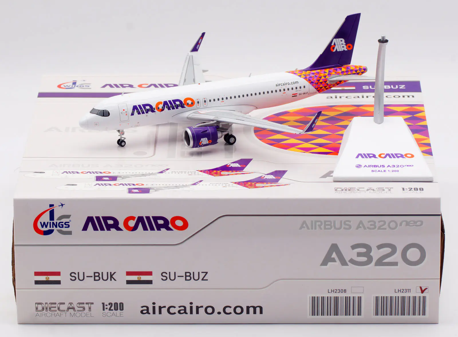 Collectible Diecast Aircraft Model Airbus A320neo LH2311 JC Wings 1:200 Air Cairo Reg: SU-BUZ