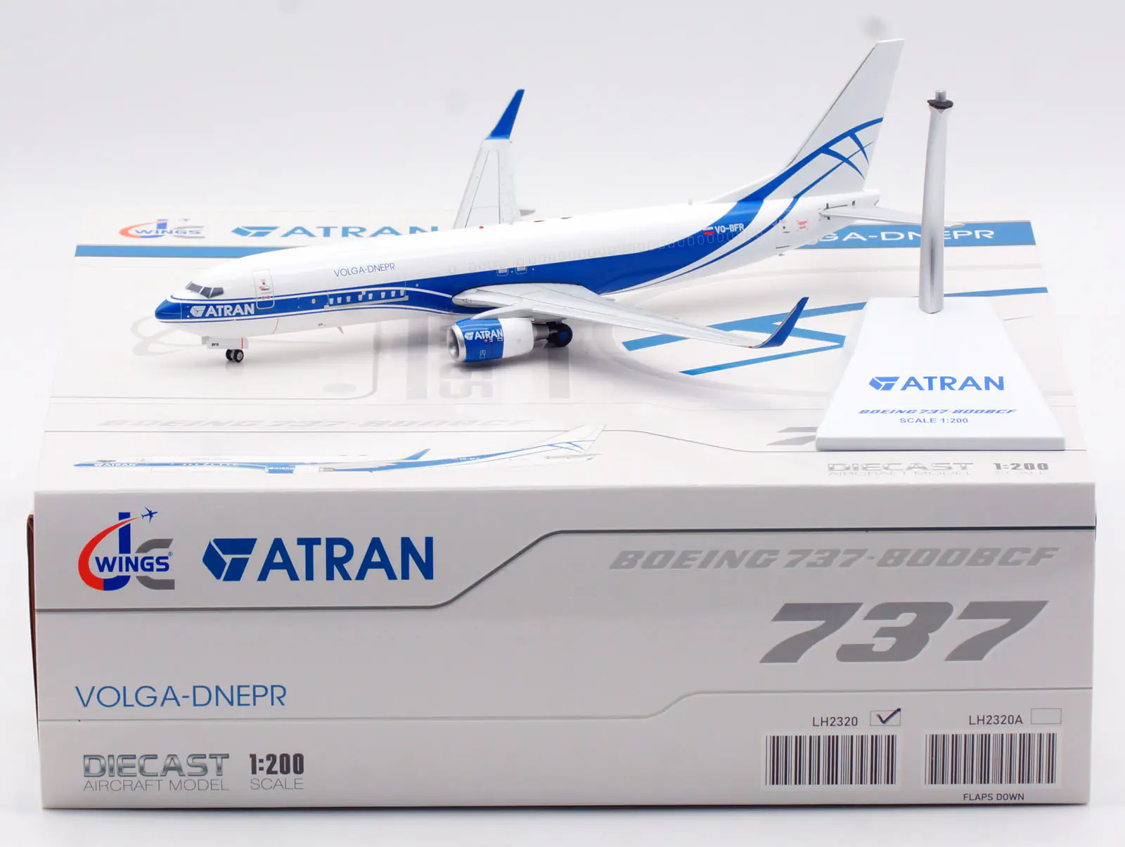 Collectible Diecast Aircraft Model Boeing Boeing B737-800 LH2320 JC Wings 1:200 ATRAN-Aviatrans Cargo Reg: VQ-BFR
