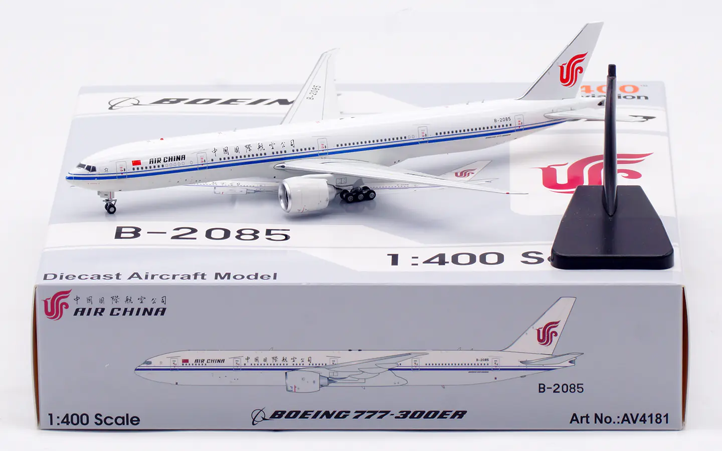 Collectible Diecast Aircraft Model Boeing B777-300ER AV4181 Aviation 1:400 AIR CHINA Reg: B-2085