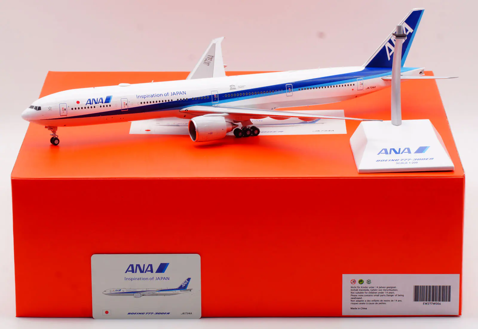 Collectible Diecast Aircraft Model Boeing B777-300ER EW277W006 JC Wings 1:200 All Nippon Airways ANA Reg: JA734A