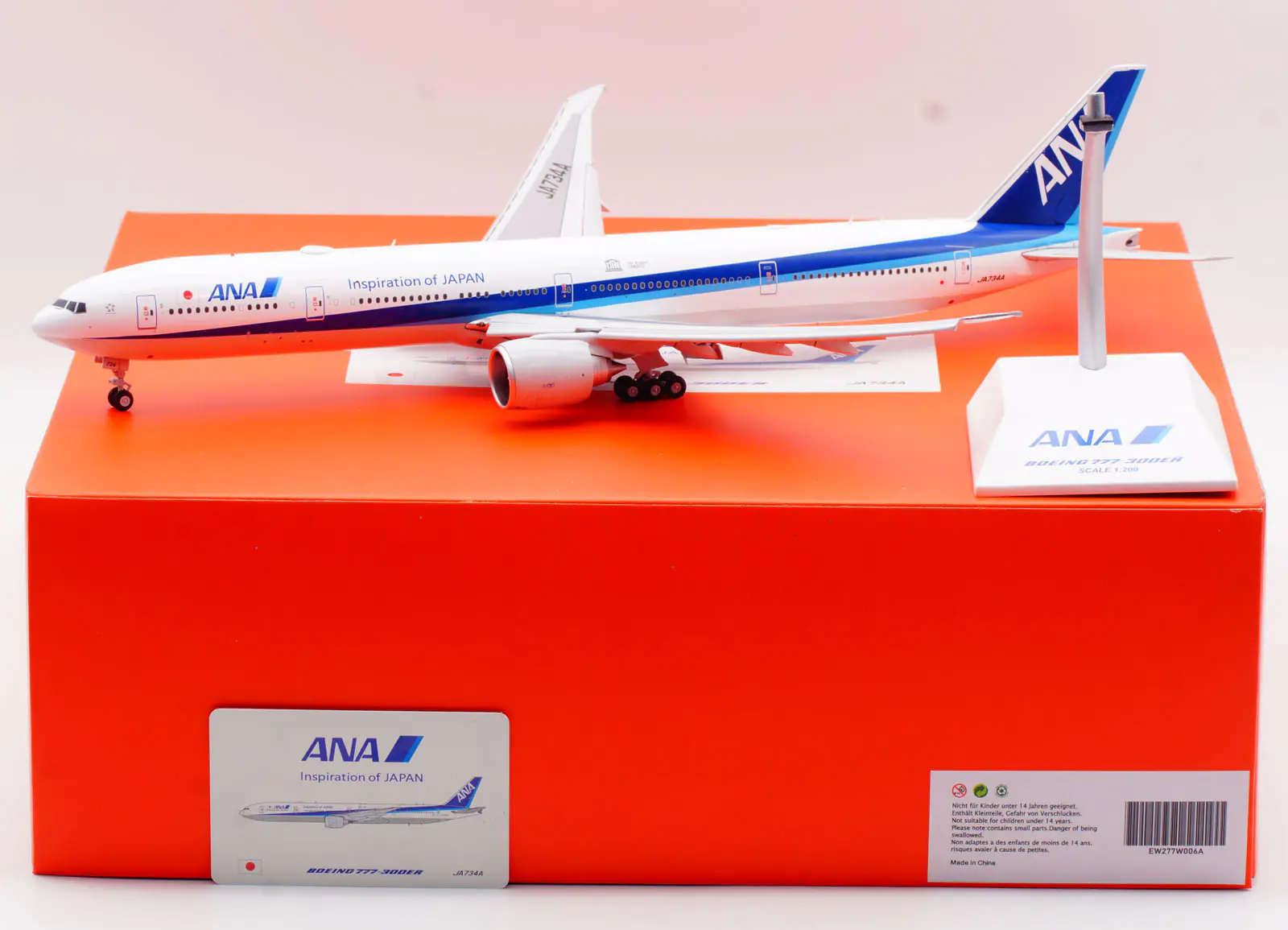 Collectible Diecast Aircraft Model Boeing B777-300ER EW277W006A JC Wings 1:200 All Nippon Airways ANA Reg: JA734A Flaps Down