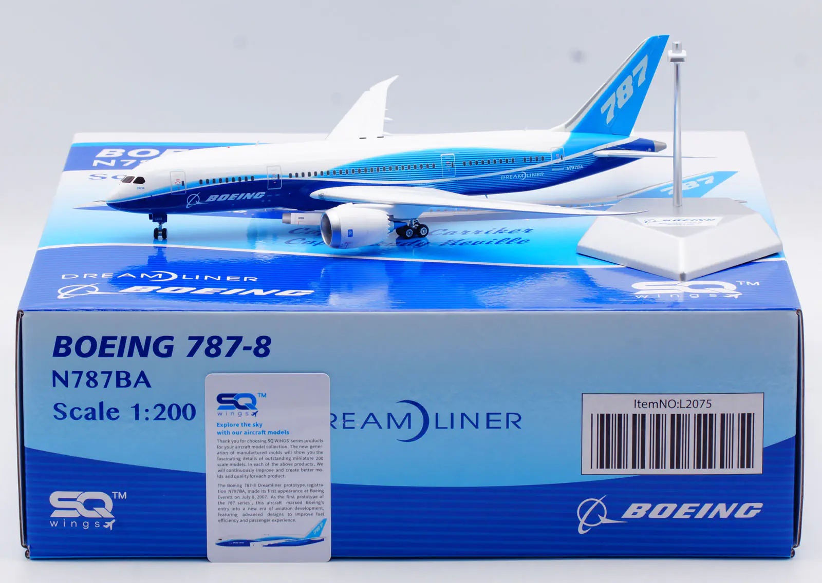 Collectible Diecast Aircraft Model Boeing B787-10 L2075 SQ Wings 1:200 [House Color] Reg: N787BA