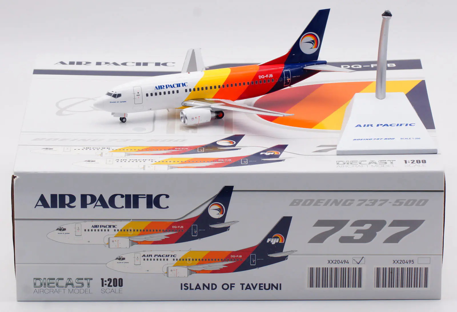 Collectible Diecast Aircraft Model Boeing B737-500 XX20494 JC Wings 1:200 Air Pacific Reg: DQ-FJB