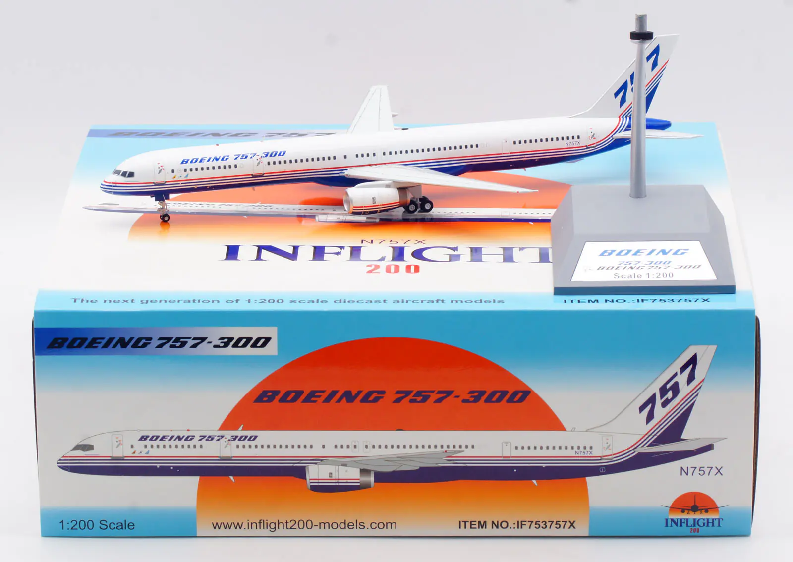 Collectible Diecast Aircraft Model Boeing B757-300 IF753757X INFLIGHT 1:200 "House Color" Reg: N757X