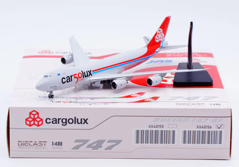 Collectible Diecast Aircraft Model Boeing B747-8F XX40156 JC Wings 1:400 Cargolux Airlines "car50lux" Reg: LX-VCC