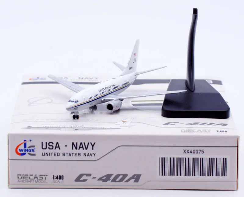 Collectible Diecast Aircraft Model Boeing C-40A Clipper XX40075 JC Wings 1:400 US NAVY Reg: 165829