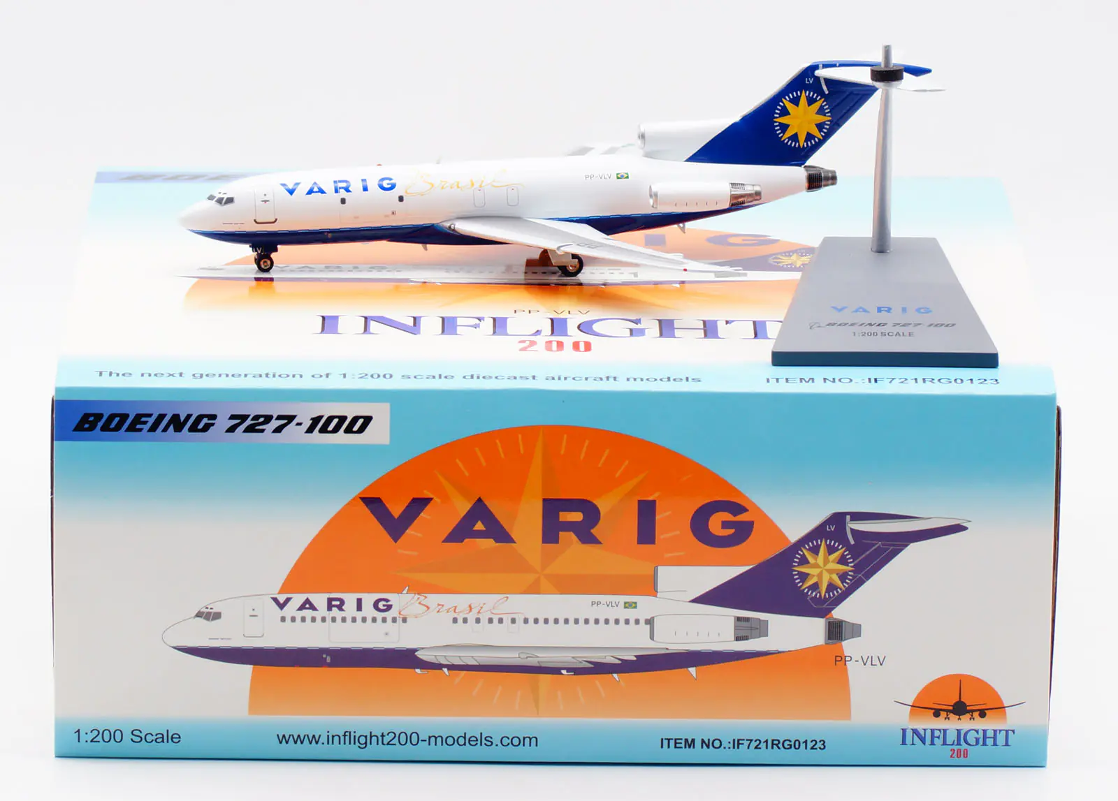 Collectible Diecast Aircraft Model Boeing B727-100 IF721RG0123 INFLIGHT 1:200 VARIG AIRLINES Reg: PP-VLV