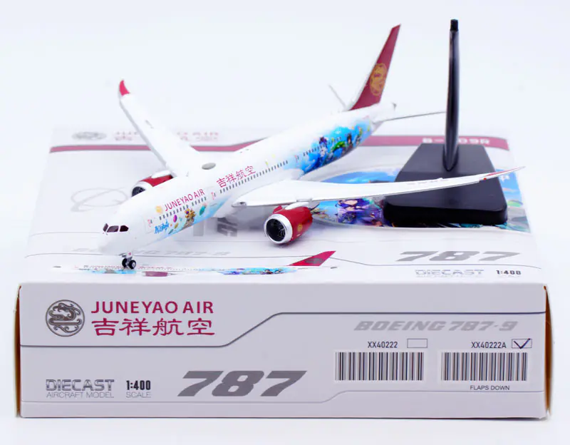 Collectible Diecast Aircraft Model Boeing B787-9 XX40222A JC Wings 1:400 Juneyao Airlines Reg: B-209R Flaps Down