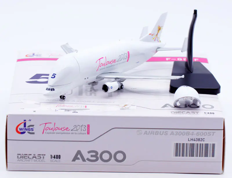 Collectible Diecast Aircraft Model Airbus Industrie A300-600ST LH4382C JC Wings 1:400  'Beluga No.5' [Interactive Series] Reg: F-GSTF