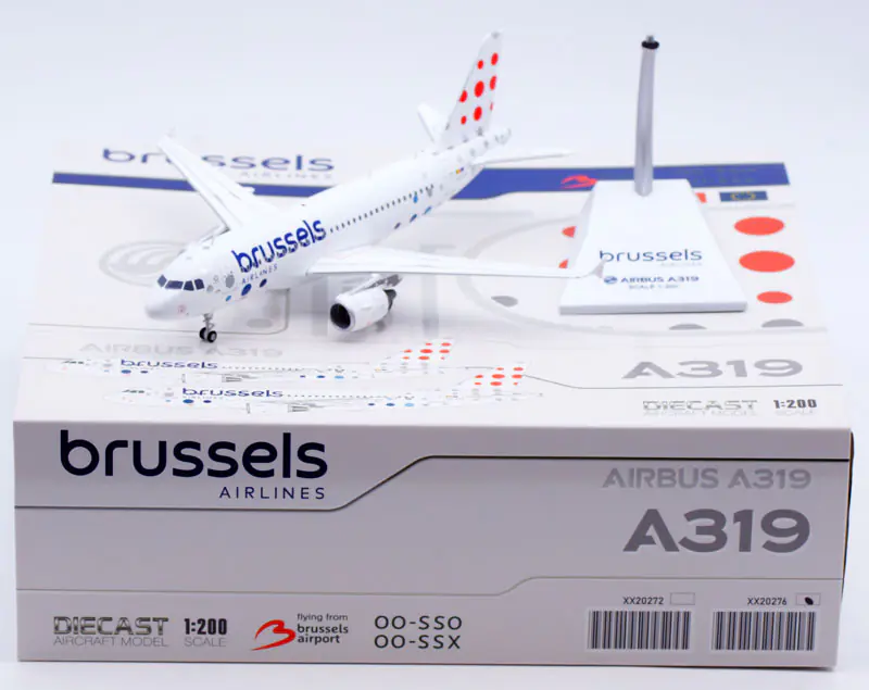 Collectible Diecast Aircraft Model Airbus A319 XX20276 JC Wings 1:200 Brussels Airlines Reg: OO-SSX