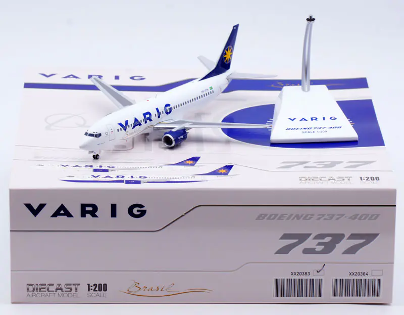 Collectible Diecast Aircraft Model Boeing B737-400 XX20383 JC Wings 1:200 Varig Airlines Reg: PP-VTN