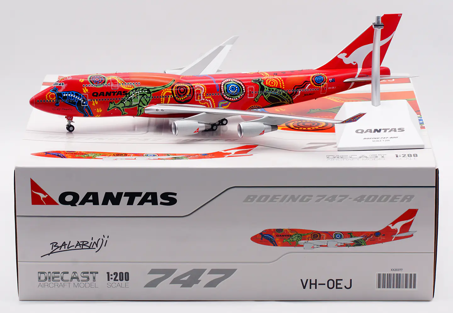 Collectible Diecast Aircraft Model Boeing B747-400 XX20377 JC Wings 1:200 Qantas Airways Reg: VH-OEJ