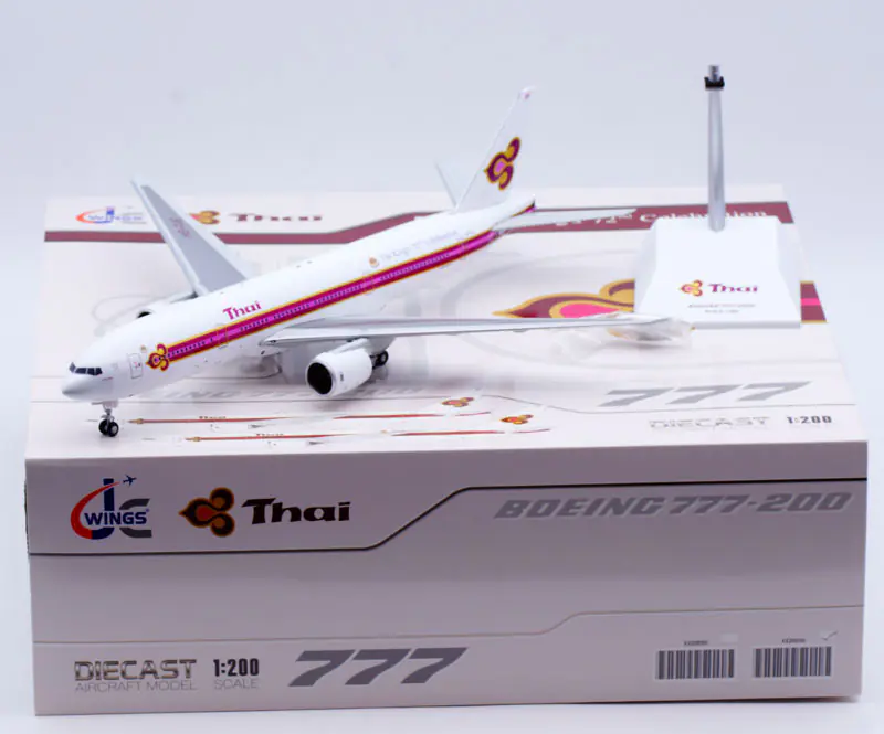 Collectible Diecast Aircraft Model Boeing B777-200 XX20056 JC Wings 1:200 Thai Airways Reg: HS-TJG