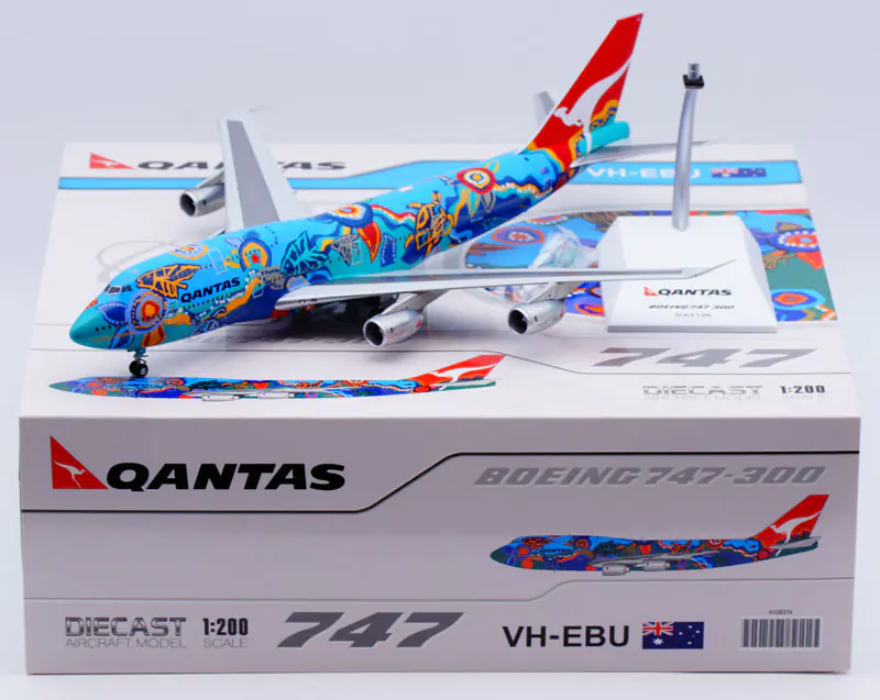 Collectible Diecast Aircraft Model Boeing B747-300 XX20374 JC Wings 1:200 Qantas Airways Reg: VH-EBU