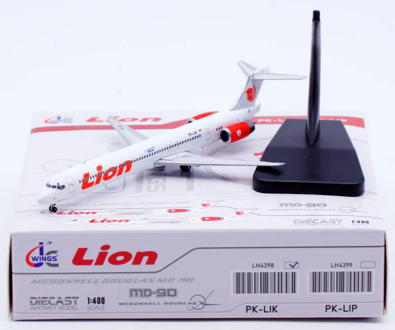 Collectible Diecast Aircraft Model MCDONNELL Douglas MD-90 LH4398 JC Wings 1:400 Lion Air Reg: PK-LIK