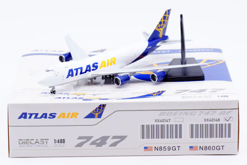 Collectible Diecast Aircraft Model Boeing B747-8F XX40148 JC Wings 1:400 Atlas Air [30 logo] Reg: N860GT