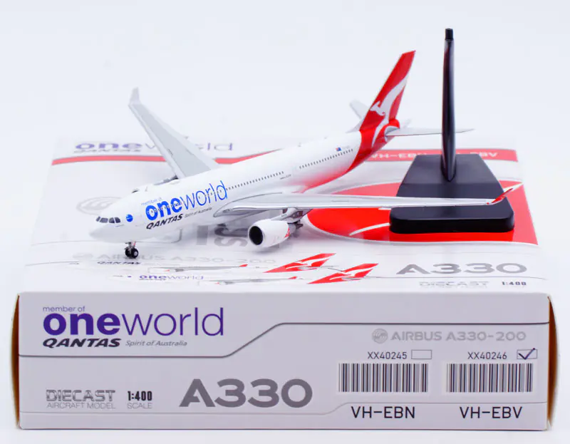 Collectible Diecast Aircraft Model Airbus A330-200 XX40246 JC Wings 1:400 Qantas Airways Reg: VH-EBV