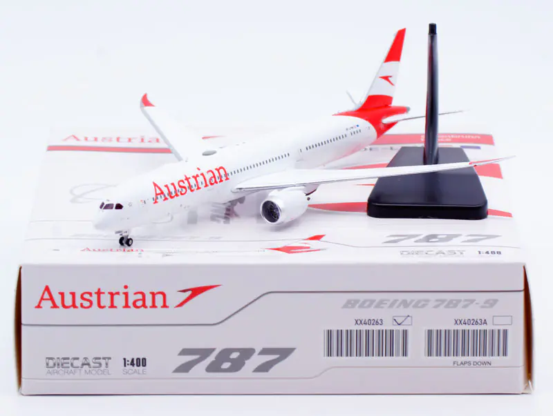 Collectible Diecast Aircraft Model Boeing Boeing B787-9 XX40263 JC Wings 1:400 Austrian Airlines Reg: OE-LPM