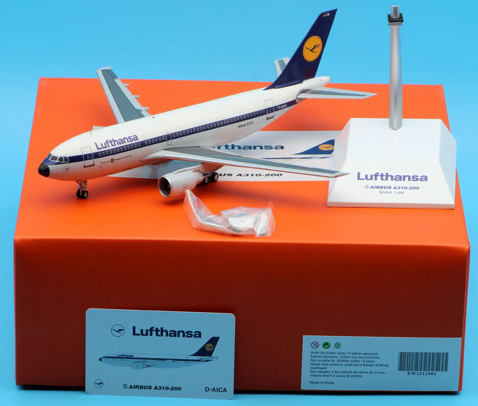 Collectible Diecast Aircraft Model Airbus A310-200 EW2312001 JC Wings 1:200 Lufthansa Airlines Reg: D-AICA