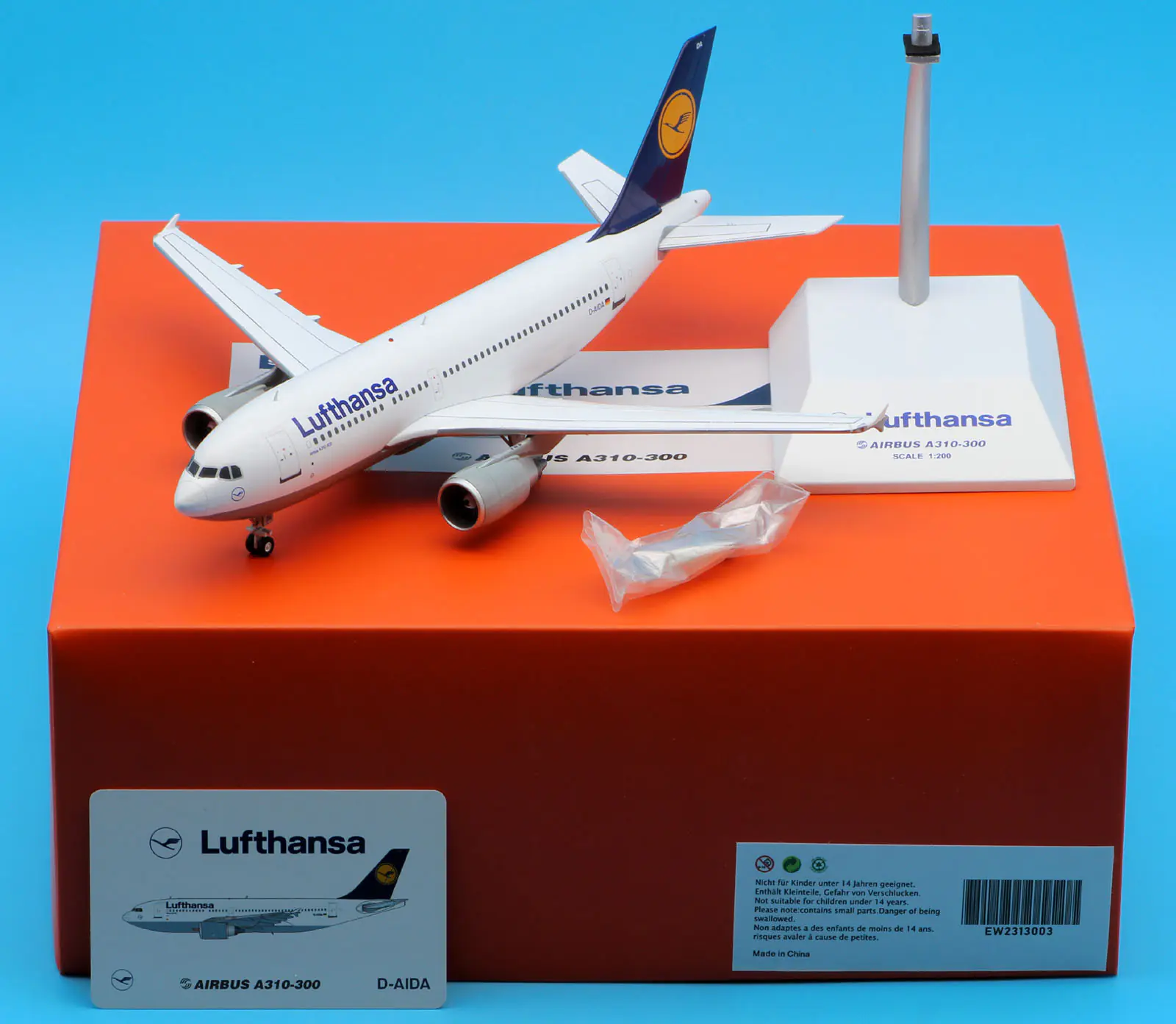 Collectible Diecast Aircraft Model Airbus A310-300 EW2313003 JC Wings 1:200 Lufthansa Airlines Reg: D-AIDA