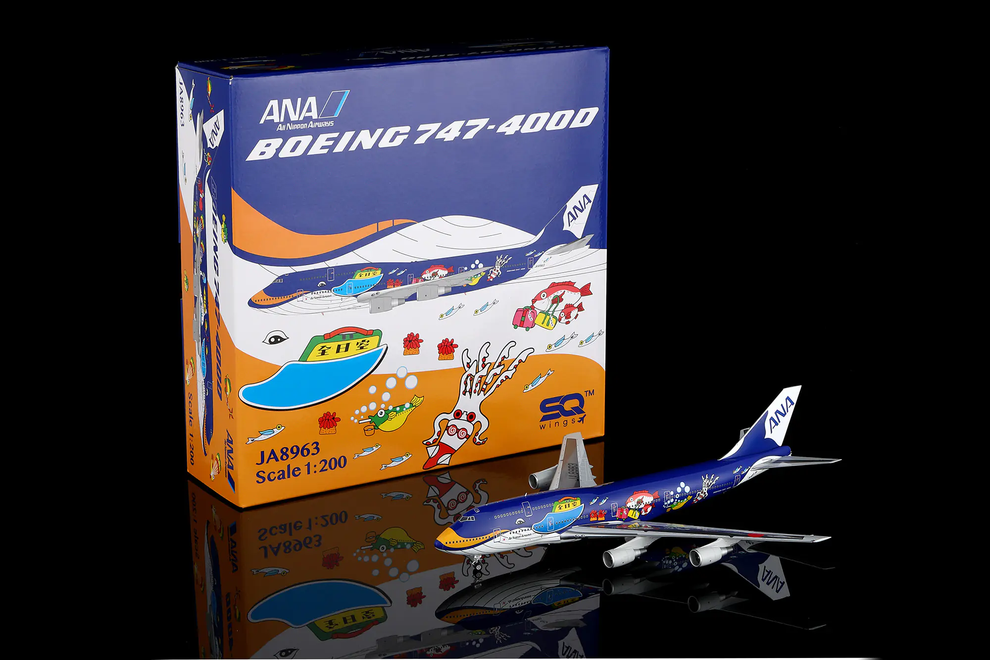 Collectible Diecast Aircraft Model Boeing B747-400D L2086 SQ Wings 1:200 ANA All Nippon Airways Reg: JA8963