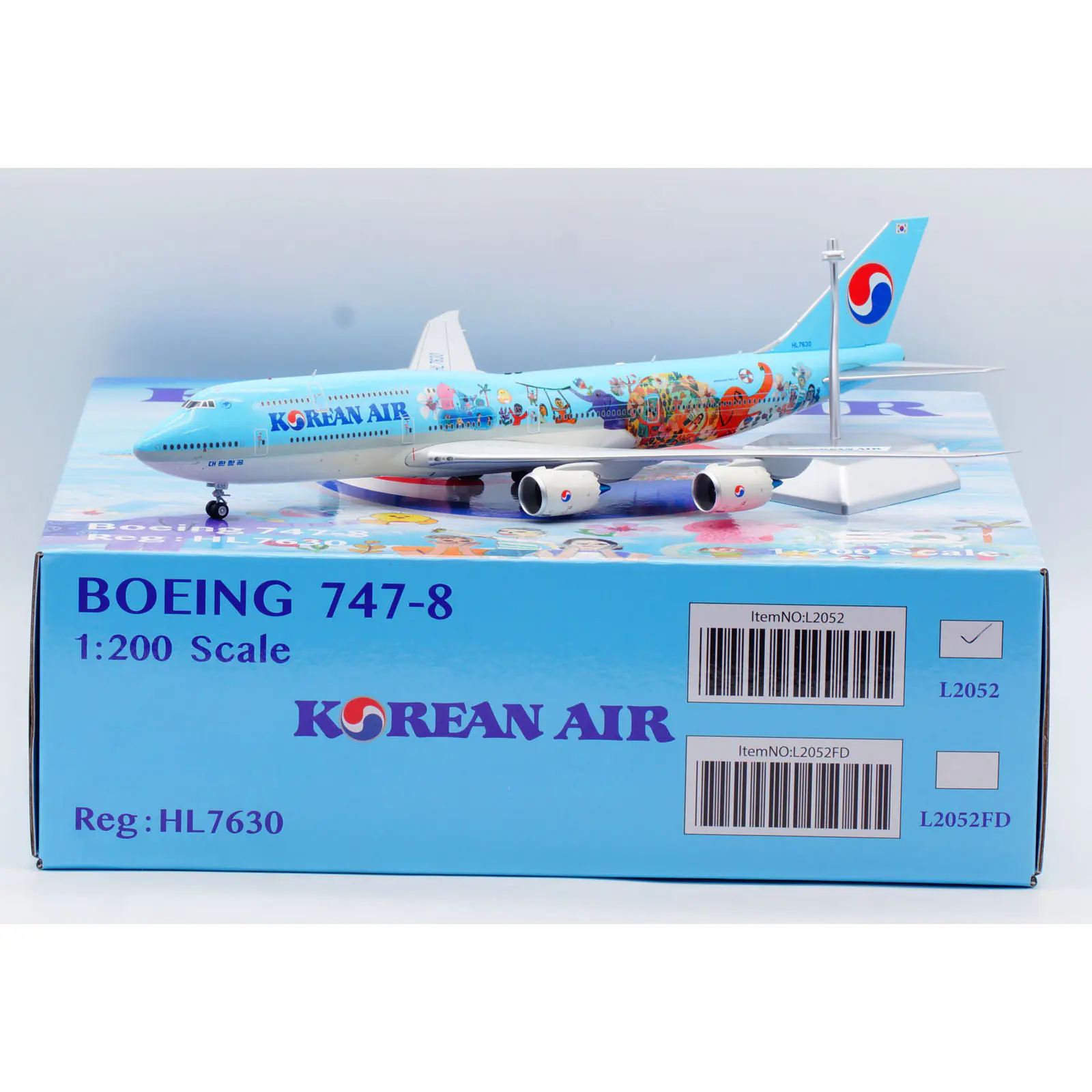 Collectible Diecast Aircraft Model Boeing B747-8 L2052 SQ Wings 1:200 Korean Air Reg: HL7630