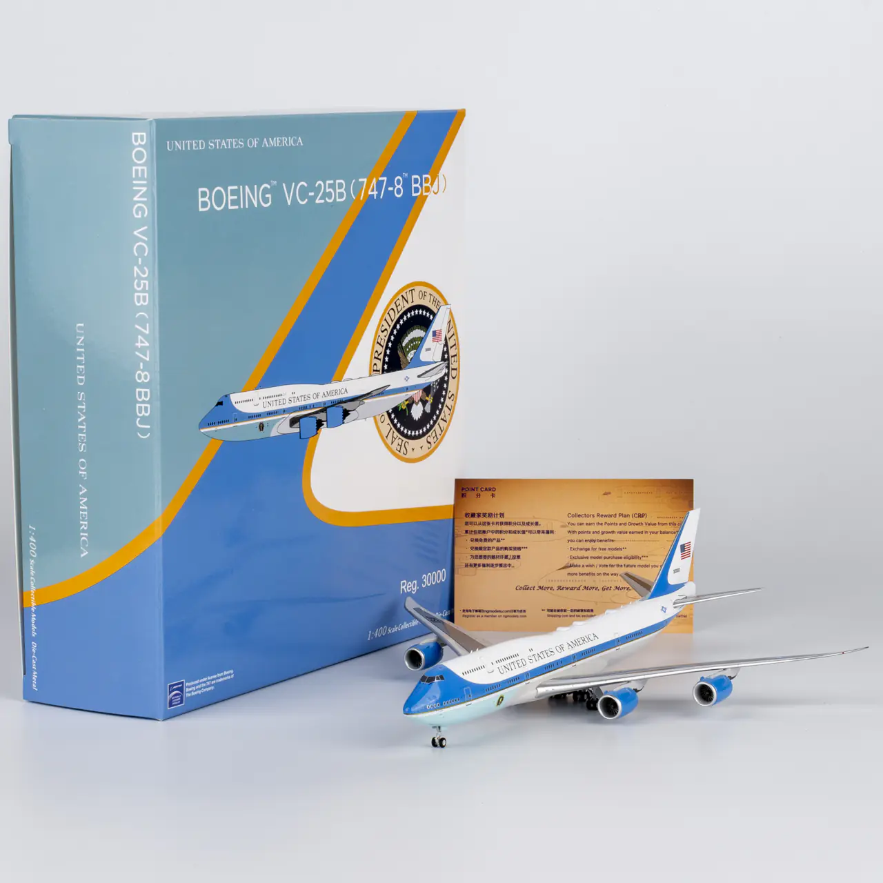 Collectible Diecast Aircraft Model Boeing VC-25B (747-8) 78040 NG Models 1:400 United States - US Air Force (USAF) Reg: 30000