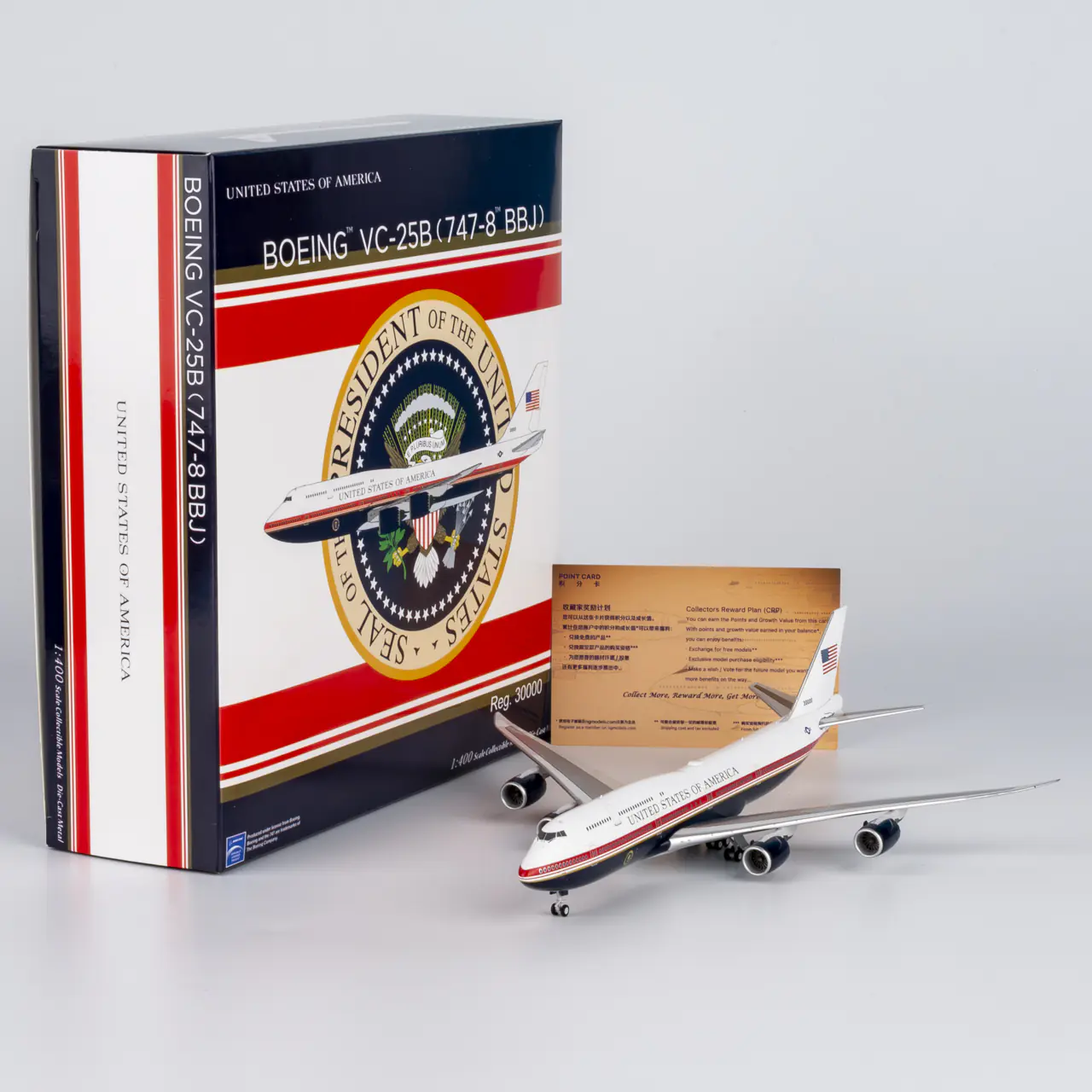 Collectible Diecast Aircraft Model Boeing VC-25B (747-8) 78041 NG Models 1:400 United States - US Air Force (USAF) Reg: 30000