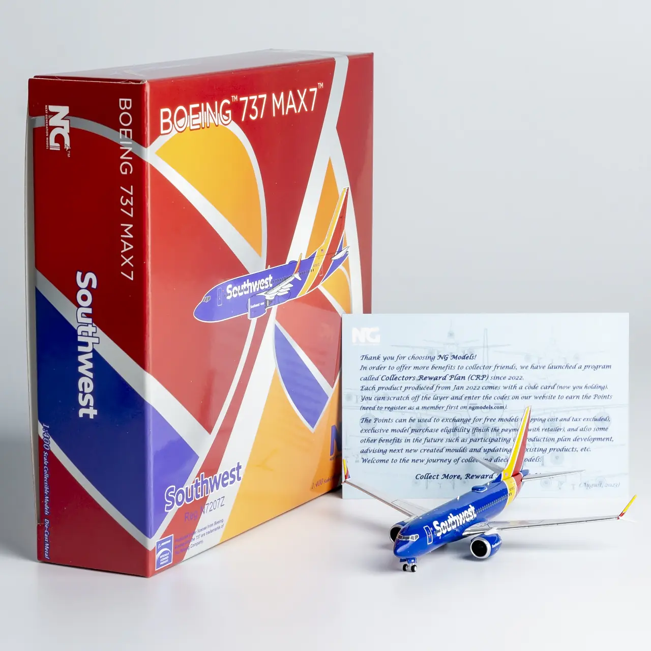 Collectible Diecast Aircraft Model Boeing B737 MAX 7 87002 NG Models 1:400 Southwest Airlines Reg: N7207Z