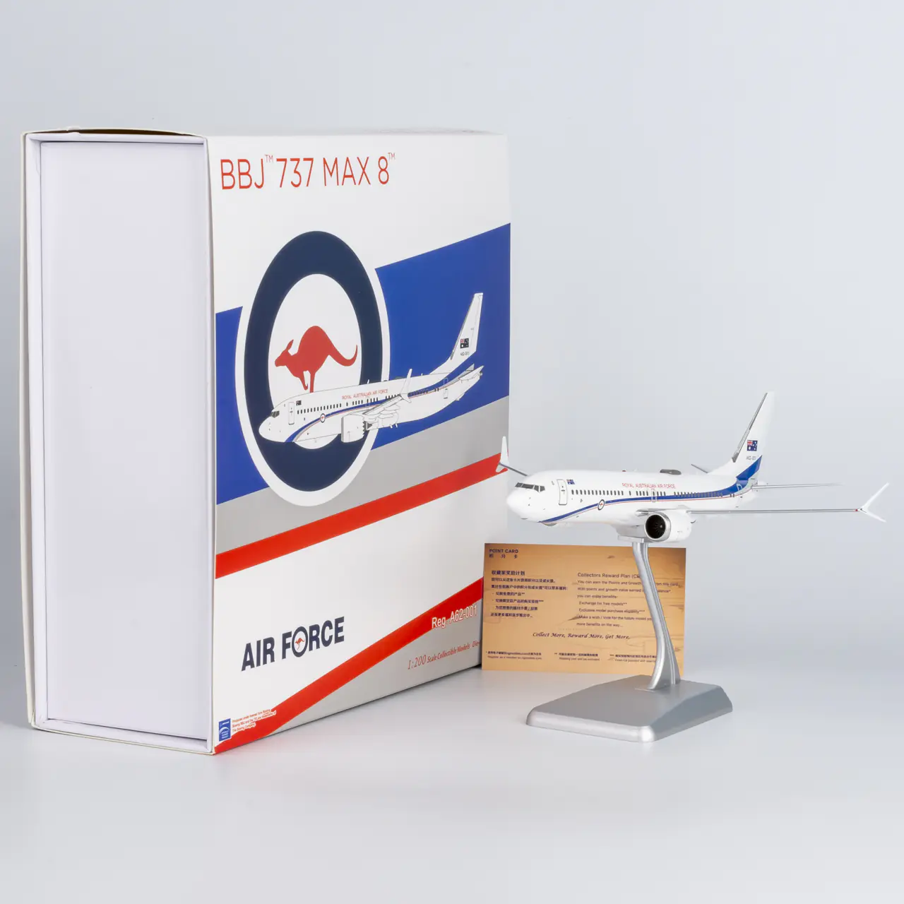 Collectible Diecast Aircraft Model Boeing B737 MAX 8 92007 NG Models 1:200 Royal Australian Air Force (RAAF) Reg: A62-001