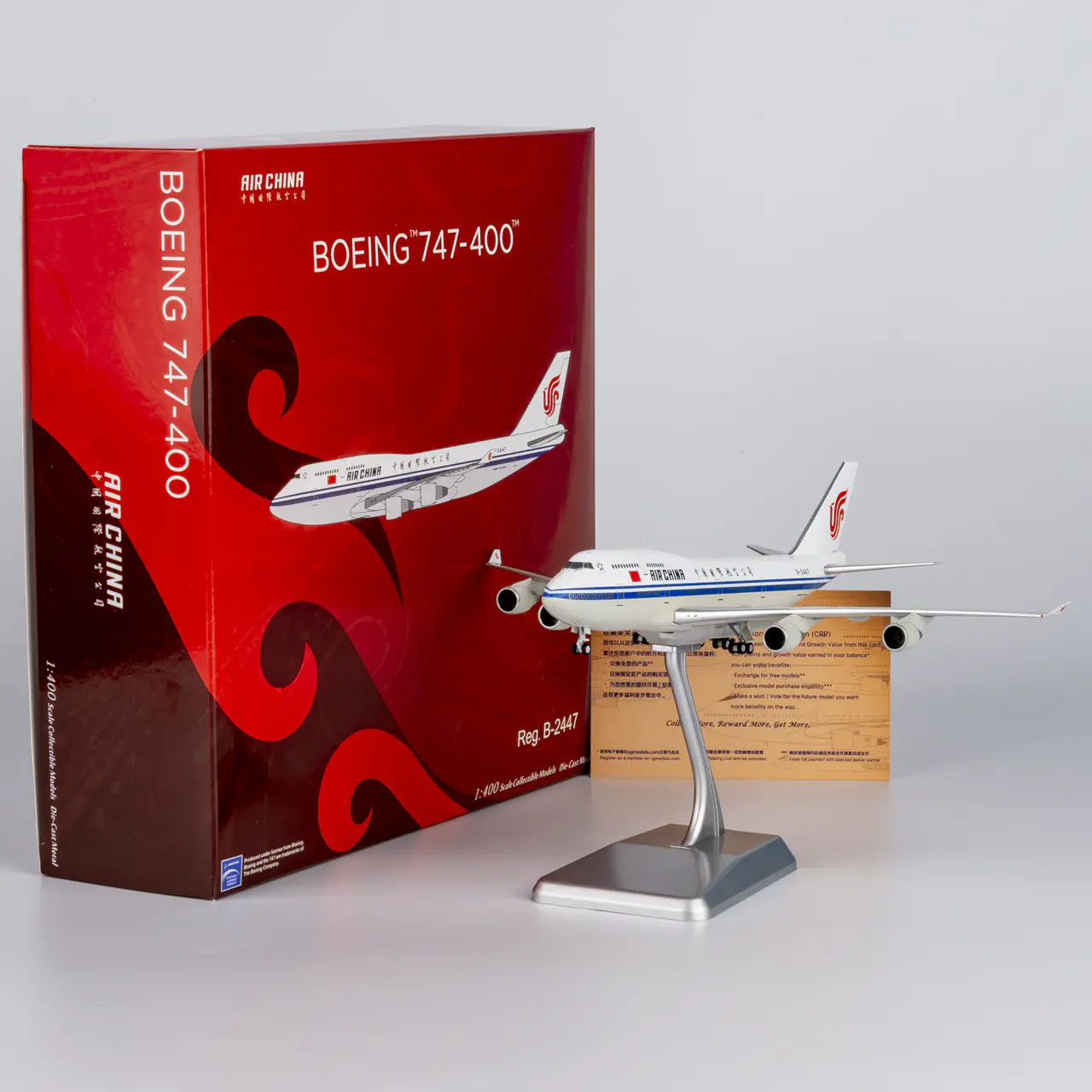 Collectible Diecast Aircraft Model Boeing B747-400 CCA031 [LITE] NG Models 1:400 Air China Reg: B-2447