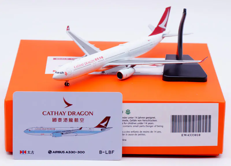 Collectible Diecast Aircraft Model Airbus A330-300 EW4333010 JC Wings 1:400 Dragonair  Reg: B-LBF