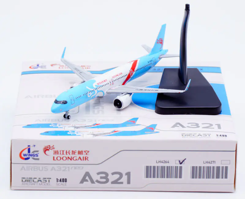 Collectible Diecast Aircraft Model Airbus A321neo LH4264 JC Wings 1:400 Loong Air Reg: B-323U
