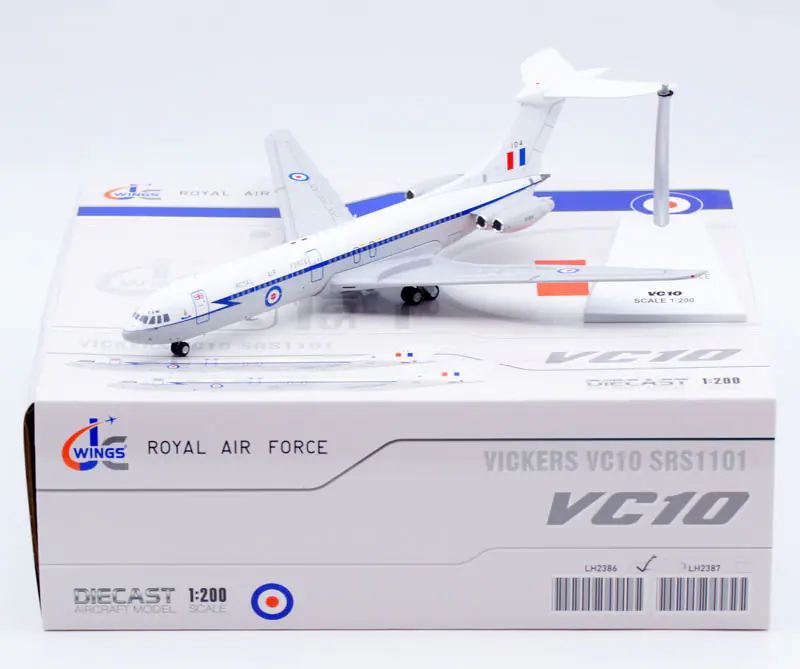 Collectible Diecast Aircraft Model Vickers VC-10 C1K LH2386 JC Wings 1:200 Royal Air Force Reg: XV104