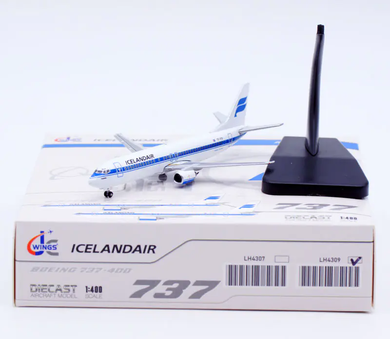 Collectible Diecast Aircraft Model Boeing B737-400 LH4309 JC Wings 1:400 Icelandair Reg: TF-FID