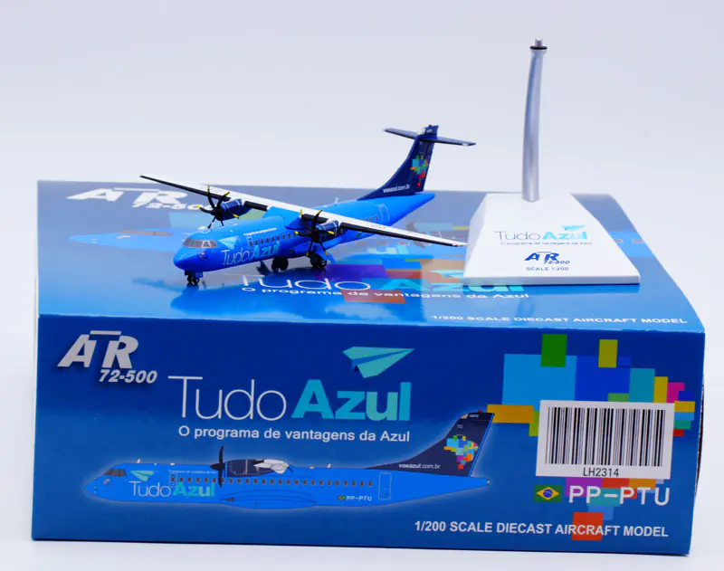 Collectible Diecast Aircraft Model ATR72-500 LH2314 JC Wings 1:200 Tudo AZUL Airlines Reg: PP-PTU