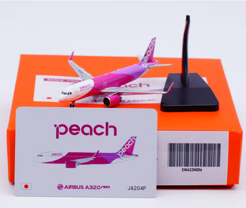 Collectible Diecast Aircraft Model Airbus A320neo EW432N006 JC Wings 1:400 Peach Airlines Reg: JA204P