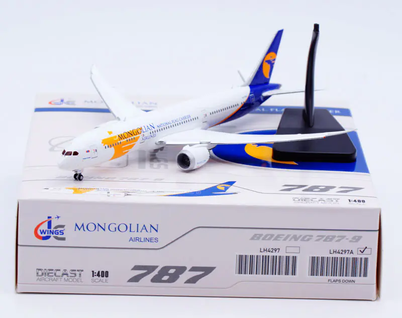 Collectible Diecast Aircraft Model Boeing B787-9 LH4297A JC Wings 1:400 MIAT Mongolian Airlines Reg: JU-1789 Flaps Down