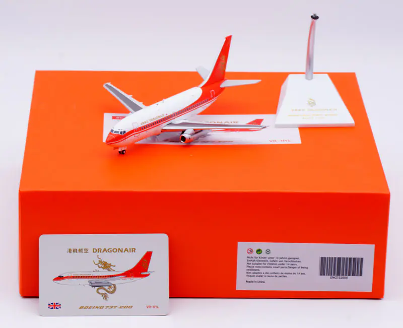 Collectible Diecast Aircraft Model Boeing B737-200 EW2732005 JC Wings 1:200 Dragonair Reg: VR-HYL