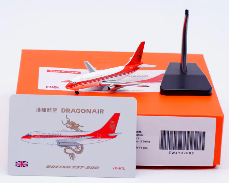 Collectible Diecast Aircraft Model Boeing B737-200 EW4732002 JC Wings 1:400 Dragonair  Reg: VR-HYL