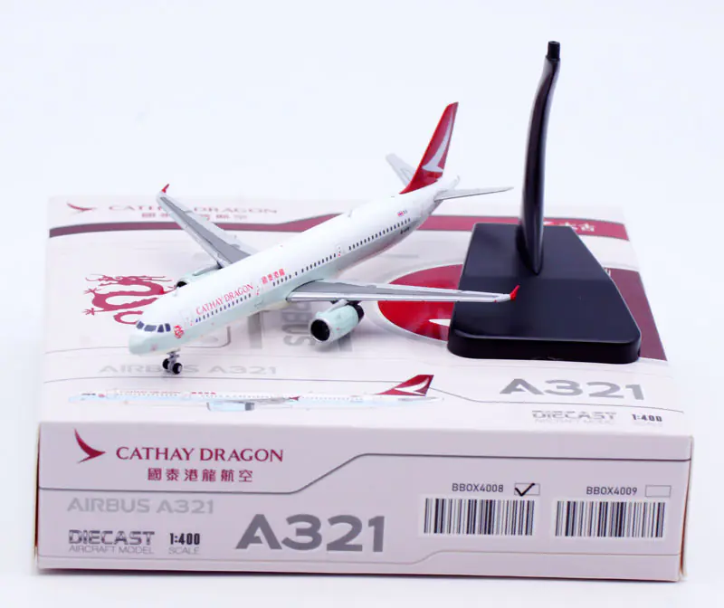 Collectible Diecast Aircraft Model Airbus A321 BBOX4008 JC Wings 1:400 Cathay Dragon Reg: B-HTG
