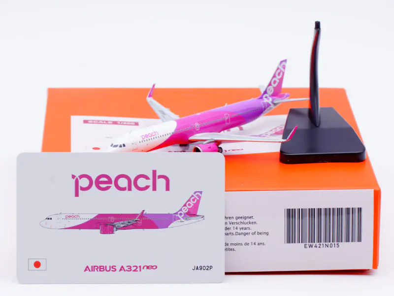 Collectible Diecast Aircraft Model Airbus A321NEO EW421N006 JC Wings 1:400 Peach Airlines Reg: JA902P