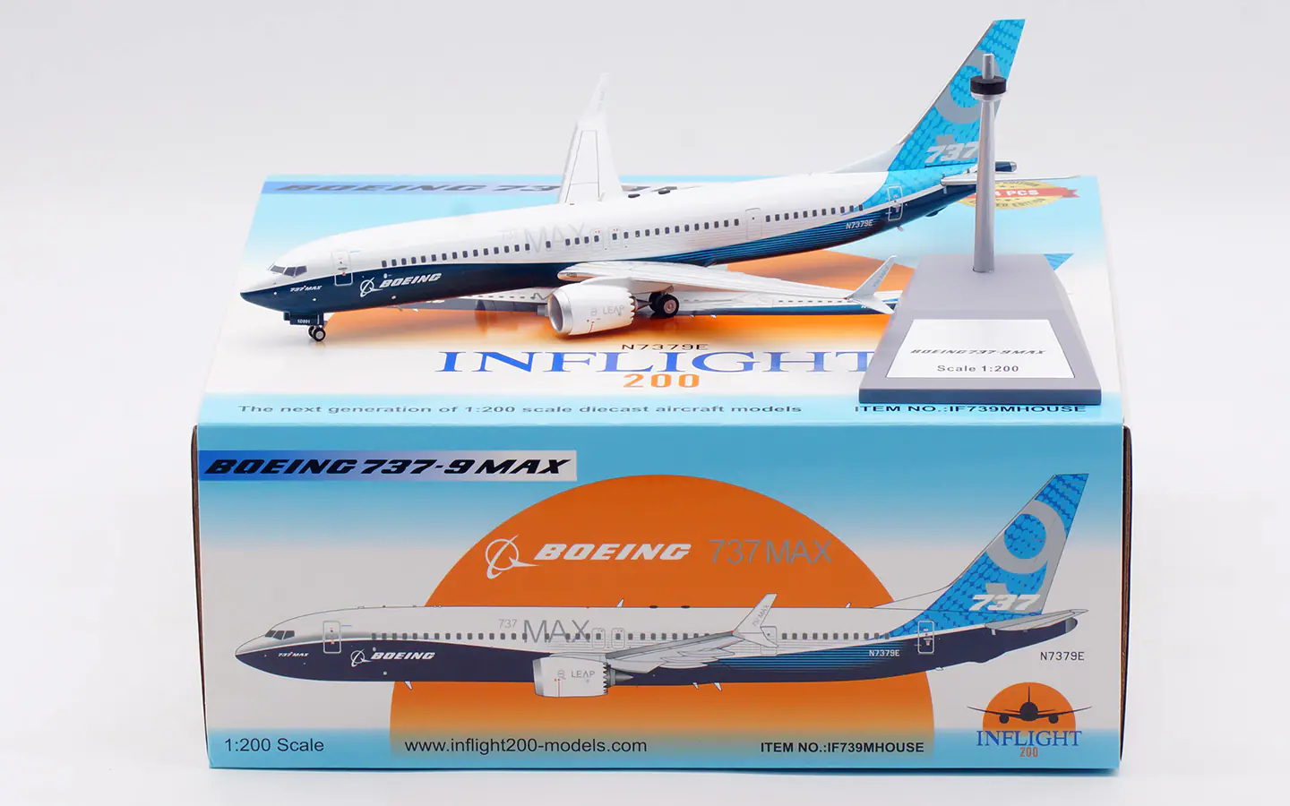 Collectible Diecast Aircraft Model Boeing B737-9 MAX IF739MHOUSE INFLIGHT 1:200 "House Color" Reg: N7379E